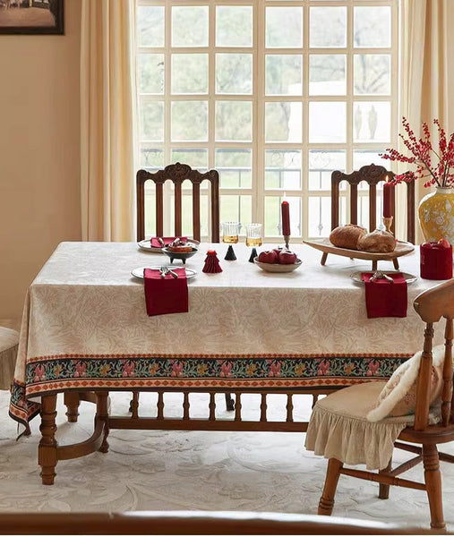 Flower Farmhouse Table Covers, Square Tablecloth for Kitchen, Extra Large Modern Rectangular Tablecloth for Dining Room Table, Mid Century Tablecloth for Round Table-Silvia Home Craft