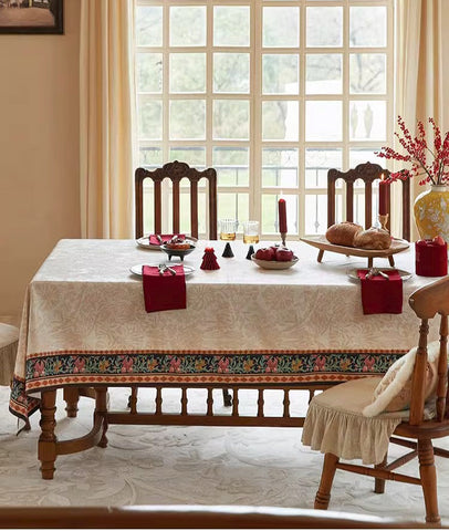 Flower Farmhouse Table Covers, Square Tablecloth for Kitchen, Extra Large Modern Rectangular Tablecloth for Dining Room Table, Mid Century Tablecloth for Round Table-Silvia Home Craft