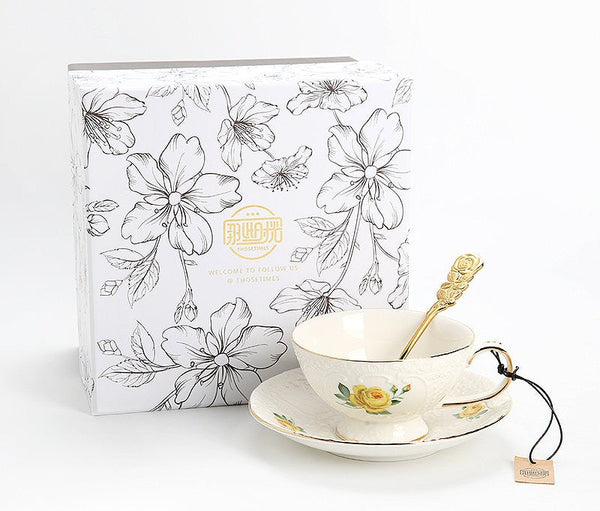 Ceramic Tea Cup with Saucer, Tea Cup Set, Vintage Tea Cup Set, Modern Ceramic Cups, European Tea Cup Set, Porcelain Tea Cups, Floral Tea Cup Set, Classic British Tea Cups, Elegant Tea Cup With Saucer-Silvia Home Craft