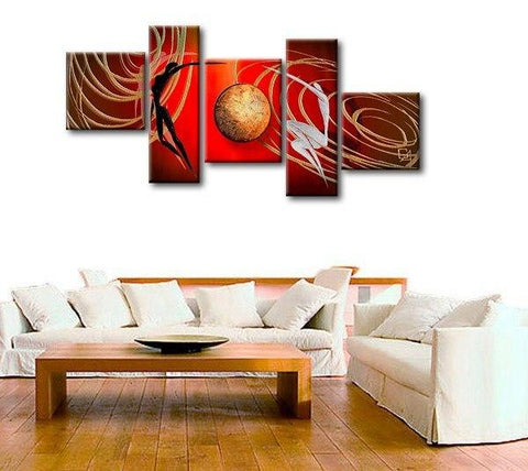Simple Modern Art, Love Abstract Painting, Bedroom Room Wall Art Paintings, Abstract Art of Love, 5 Piece Canvas Painting-Silvia Home Craft