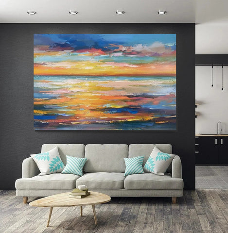 Hand Painted Acrylic Painting, Original Landscape Paintings, Wall Painting for Living Room, Canas Paintings for Dining Room-Silvia Home Craft