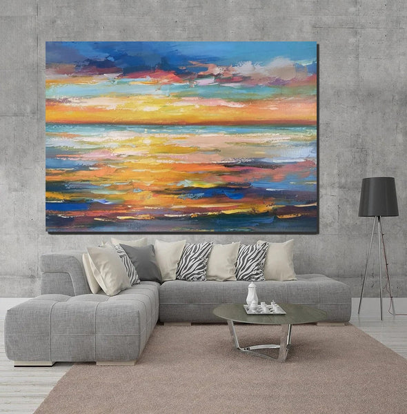 Hand Painted Acrylic Painting, Original Landscape Paintings, Wall Painting for Living Room, Canas Paintings for Dining Room-Silvia Home Craft