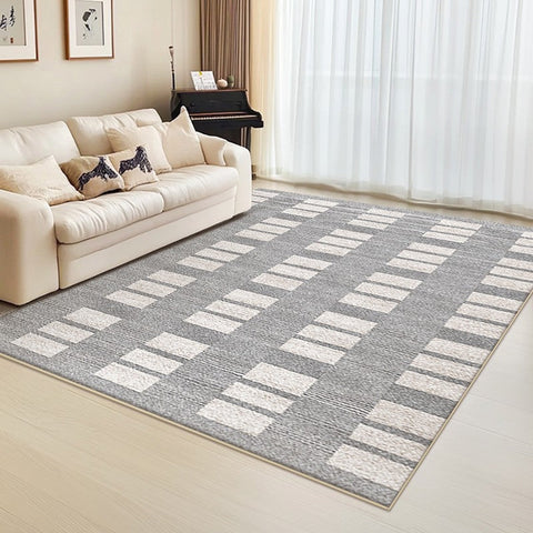 Dining Room Floor Rug, Large Gray Floor Rugs for Living Room, Modern Floor Rugs for Bedroom, Extra Large Geometric Modern Rugs for Office-Silvia Home Craft