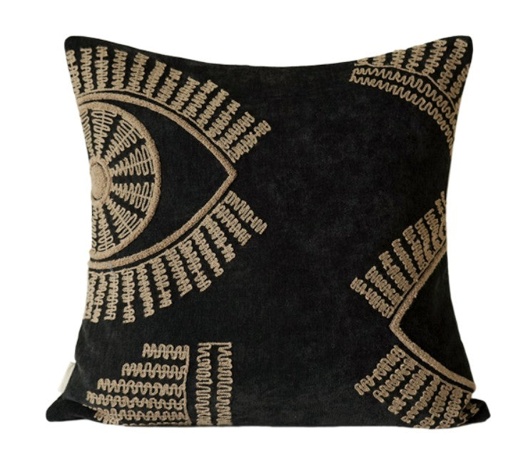 Geometric Modern Sofa Pillows, Large Square Decorative Throw Pillows for Couch, Large Black Decorative Throw Pillows, Black Geometric Sofa Pillows for Interior Design-Silvia Home Craft