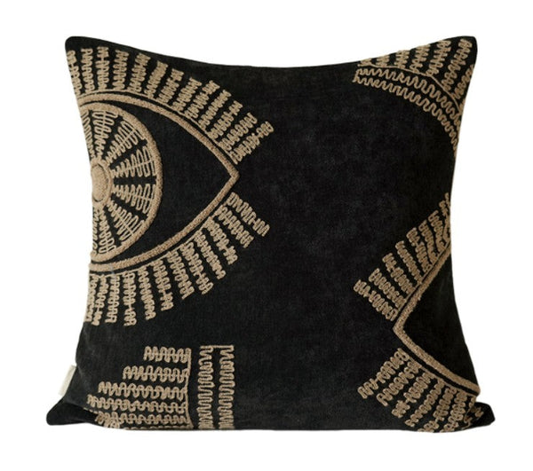 Geometric Modern Sofa Pillows, Large Square Decorative Throw Pillows for Couch, Large Black Decorative Throw Pillows, Black Geometric Sofa Pillows for Interior Design-Silvia Home Craft