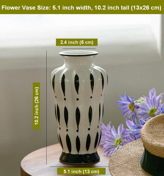 Modern Flower Vases on Table, Porcelain Flower Vases, Water Holding Flower Vases, Handmade Bouquet Ceramic Vases-Silvia Home Craft