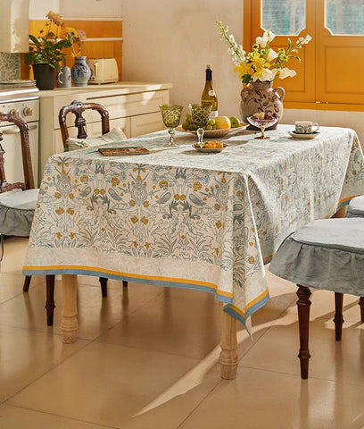 Rabbit Pigeon Pattern Table Covers for Round Table, Large Modern Rectangle Tablecloth for Dining Table, Farmhouse Table Cloth for Oval Table, Square Tablecloth for Kitchen-Silvia Home Craft