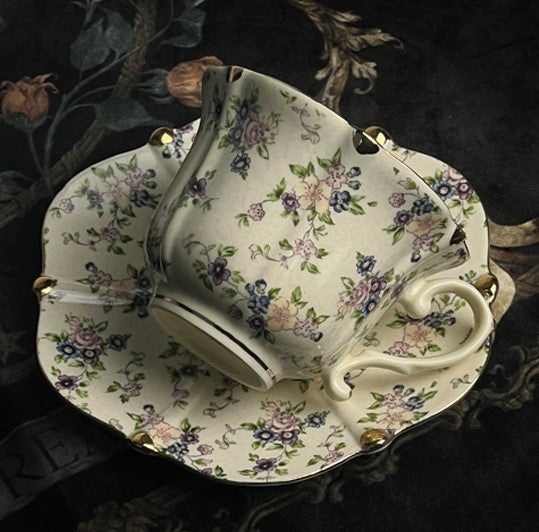 British Traditional Afternoon Tea Cup and Saucer in Gift Box, 7.8 oz Porcelain Tea Cup Saucer Set, Unique Tea Cup and Saucers, Royal Ceramic Cups, Elegant Vintage Ceramic Coffee Cups-Silvia Home Craft
