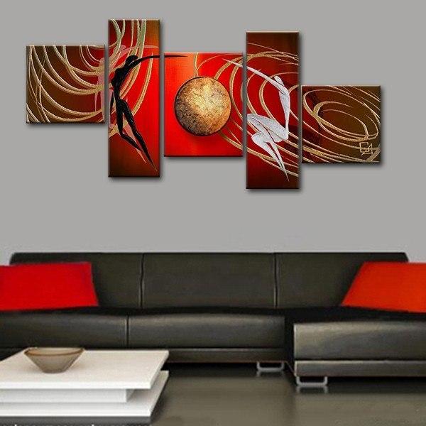 Simple Modern Art, Love Abstract Painting, Bedroom Room Wall Art Paintings, Abstract Art of Love, 5 Piece Canvas Painting-Silvia Home Craft