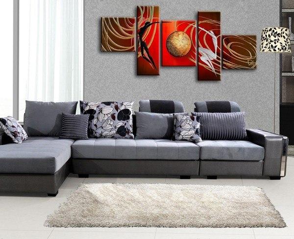 Simple Modern Art, Love Abstract Painting, Bedroom Room Wall Art Paintings, Abstract Art of Love, 5 Piece Canvas Painting-Silvia Home Craft