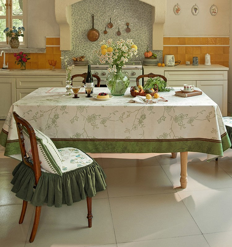 Spring Green Flower Table Covers, Large Modern Rectangle Tablecloth for Dining Table for Round Table, Farmhouse Table Cloth for Oval Table, Square Tablecloth for Kitchen-Silvia Home Craft