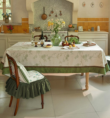 Spring Green Flower Table Covers, Large Modern Rectangle Tablecloth for Dining Table for Round Table, Farmhouse Table Cloth for Oval Table, Square Tablecloth for Kitchen-Silvia Home Craft