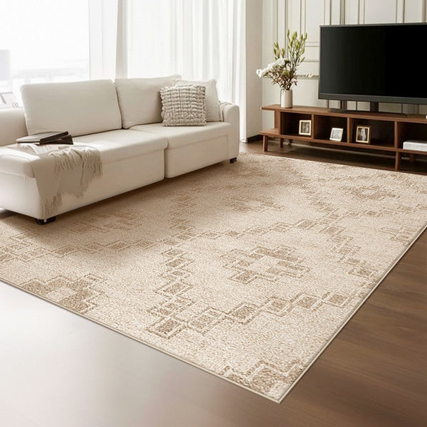 Modern Geometric Carpets for Bedroom, Contemporary Abstract Rugs under Dining Room Table, Modern Living Room Rug Placement Ideas-Silvia Home Craft