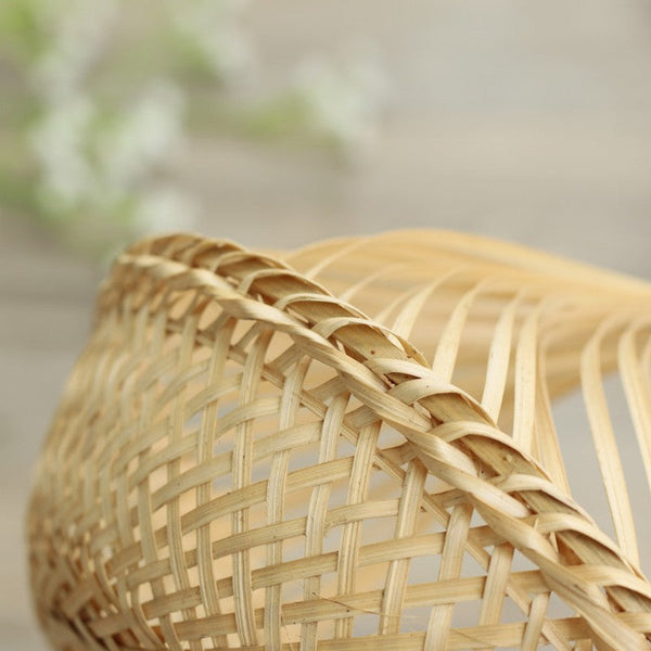 Lovely Cute Picnic Food Basket, Bamboo Basket for Food, Natural Fruit Basket Kitchen Storage Baskets, Natural Hand-woven Bamboo Basket-Silvia Home Craft