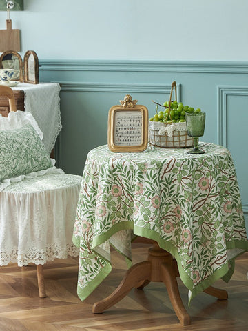 Large Rectangle Tablecloth for Dining Room Table, Square Tablecloth for Round Table, Farmhouse Table Cloth, Flower Pattern Tablecloth-Silvia Home Craft