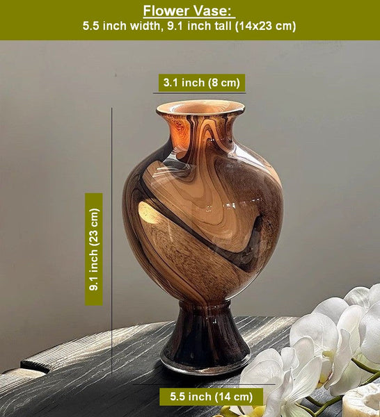 Vintage Glass Flower Vases, Water Holding Flower Vases, Handmade Glass Bud Vases, Flower Vases on Table-Silvia Home Craft