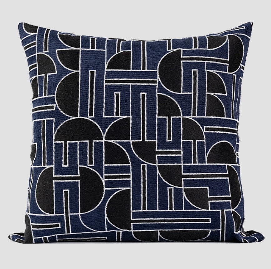 Abstract Decorative Throw Pillows, Geomeric Contemporary Pillows, Blue Square Modern Throw Pillows for Couch, Large Simple Throw Pillow for Interior Design-Silvia Home Craft