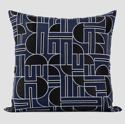Abstract Decorative Throw Pillows, Geomeric Contemporary Pillows, Blue Square Modern Throw Pillows for Couch, Large Simple Throw Pillow for Interior Design-Silvia Home Craft