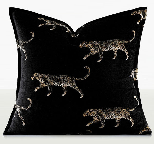 Black Decorative Pillow Covers, Large Modern Sofa Pillow Cases, Cheetah Modern Pillows for Couch, Abstract Decorative Throw Pillows for Living Room-Silvia Home Craft