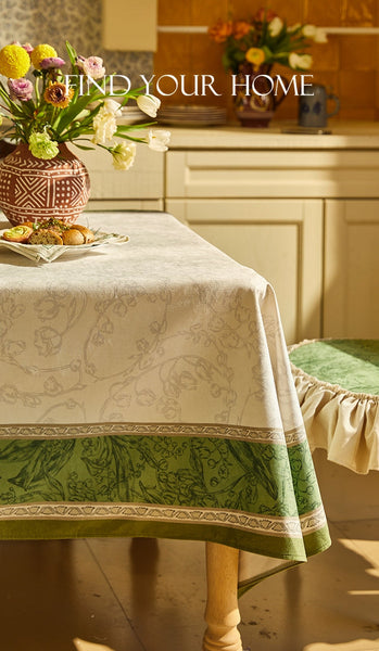 Lilies of the Valley, Flower Pattern Tablecloth, Rectangle Tablecloth for Dining Room Table, Square Tablecloth, Farmhouse Table Cloth, Wedding Tablecloth, Waterproof Tablecloth-Silvia Home Craft