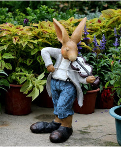 Bunny Flower Pot, Villa Outdoor Decor Gardening Ideas, House Warming Gift, Garden Courtyard Ornament, Large Rabbit Statue for Garden-Silvia Home Craft