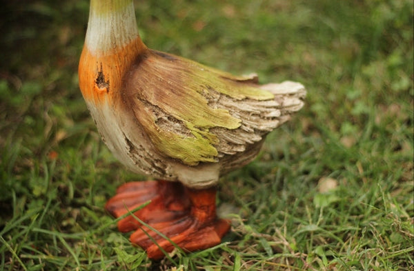 Large Duck Statues, Unique Wood Carving Statue for Garden, Creative Modern Statue for Garden Ornaments, Villa Outdoor Decor Gardening Ideas-Silvia Home Craft