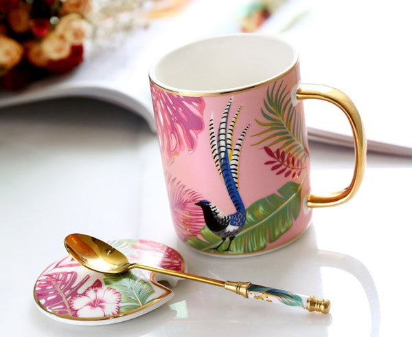 Ceramic Mugs for Office, Large Capacity Jungle Animal Porcelain Mugs, Creative Porcelain Cups, Unique Ceramic Mugs in Gift Box-Silvia Home Craft