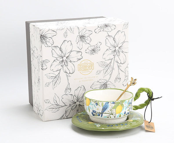 Ceramic Coffee Cups in Gift Box, British Afternoon Tea Cups Tea Cup and Saucer Set, Porcelain Tea Cup and Saucer Set-Silvia Home Craft