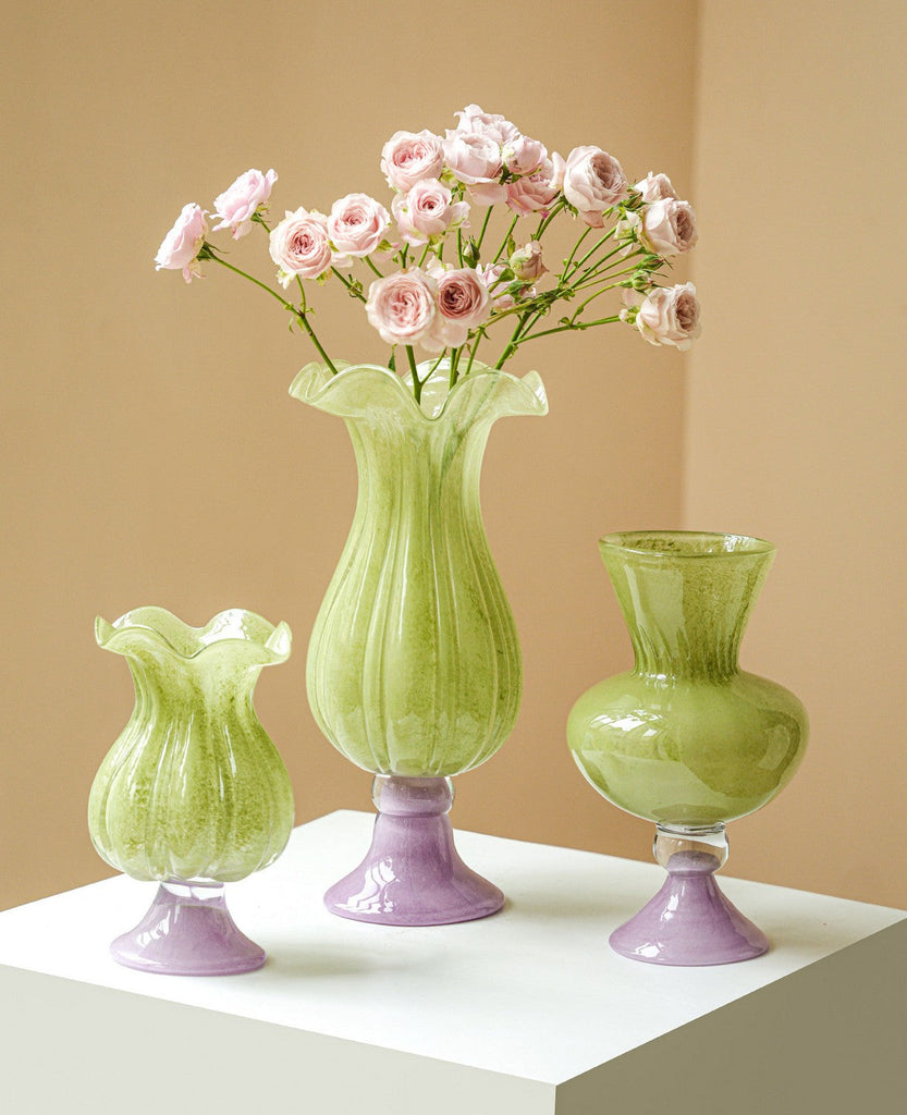 Modern Glass Vase for Flowers, Mid Century Glass Vases, Handmade