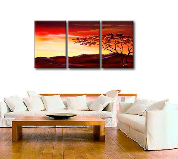Landscape Painting, Forest Tree Painting, Canvas Painting for Living Room, Hand Painted Canvas Art, Acrylic Landscape Painting, 3 Piece Wall Art