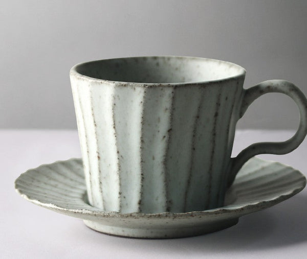 Unique Tea Cup and Saucer, Modern Tea Cup Set for Traditional Afternoon Tea, Handmade Pottery Coffee Cup, Creative Ceramic Coffee Cup with Saucer-Silvia Home Craft