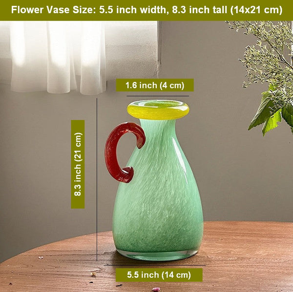 Small Flower Vase, Modern Glass Flower Vases, Handmade Glass Bud Vases, Water Holding Flower Vases, Flower Vases on Table-Silvia Home Craft