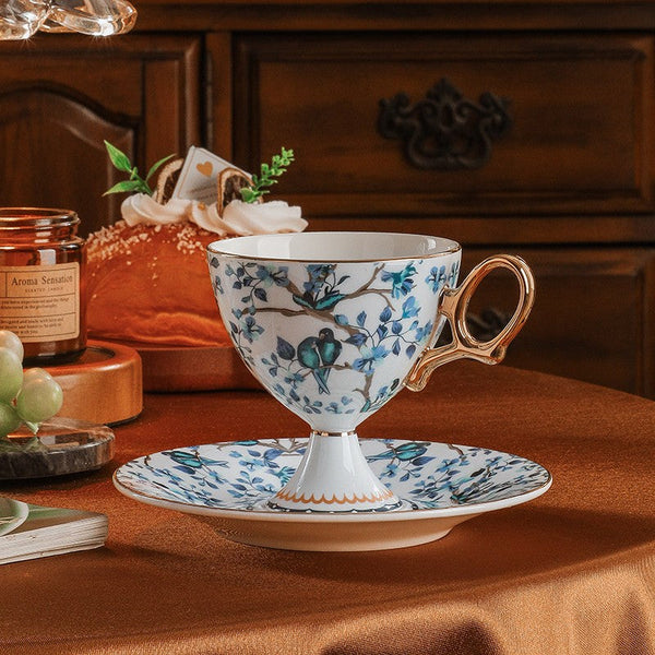 Ceramic Tea Cup and Saucer in Gift Box, British Tea Cup set, Elegant Ceramic Coffee Cups, Creative Porcelain Tea Cup Set and Saucer-Silvia Home Craft