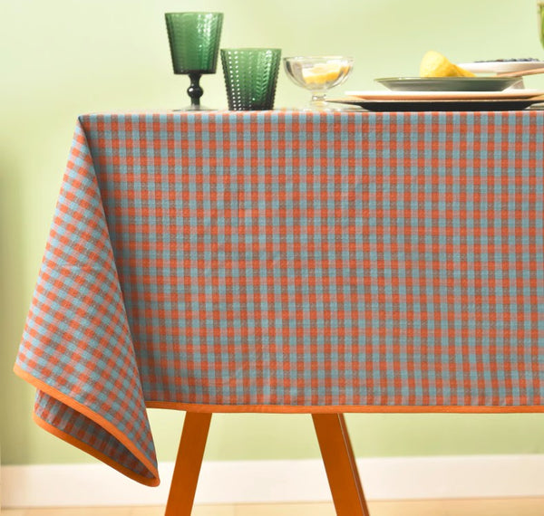 Cotton Chequer Rectangular Tablecloth for Kitchen, Rectangle Table Covers for Dining Room Table, Square Tablecloth for Coffee Table, Farmhouse Table Cloth-Silvia Home Craft