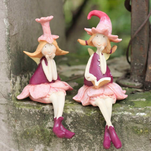 Lovely Flower Fairy Statue for Garden, Beautiful Cute Garden Courtyard Ornaments, Creative Villa Outdoor Decor Gardening Ideas, Unique Modern Garden Sculptures-Silvia Home Craft