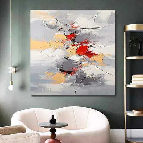 Canvas Paintings for Living Room, Large Wall Art for Bedroom, Simple Modern Art, Contemporary Art on Canvas, Hand Painted Heavy Texture Paintings-Silvia Home Craft