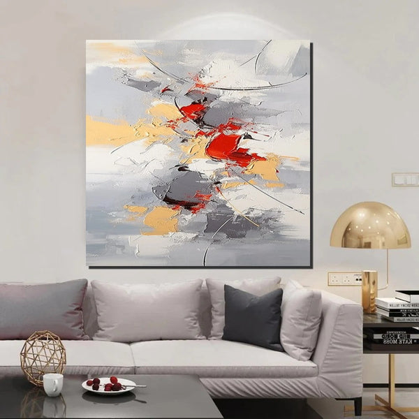 Canvas Paintings for Living Room, Large Wall Art for Bedroom, Simple Modern Art, Contemporary Art on Canvas, Hand Painted Heavy Texture Paintings-Silvia Home Craft
