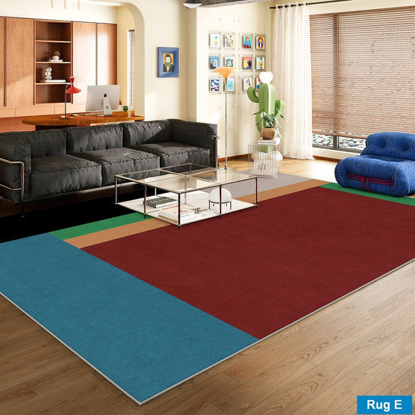 Mid Century Modern Rugs, Contemporary Modern Rugs for Dining Room, Bedroom Modern Floor Carpet, Blue Modern Rug Designs, Living Room Rug Ideas-Silvia Home Craft
