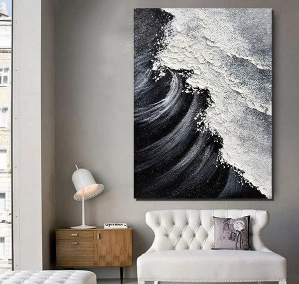 Heavy Texture Acrylic Paintings, Canvas Painting Ideas for Bedroom, Large Abstract Canvas Paintings, Hand Painted Wall Painting-Silvia Home Craft