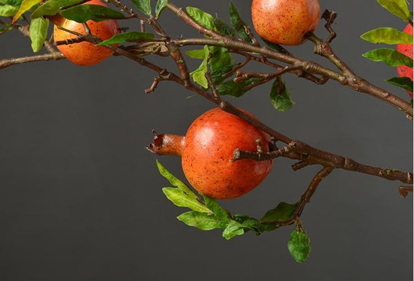 Rustic Artificial Large Pomegranate Fruit, Stem 36" Tall, Flower Arrangement-Silvia Home Craft