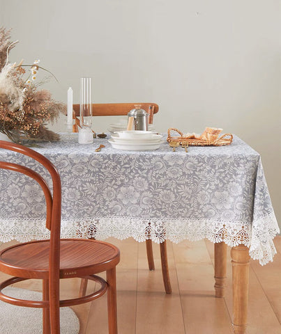 Farmhouse Table Cloth, Wedding Tablecloth, Dining Room Flower Pattern Table Cloths, Square Tablecloth for Round Table, Cotton Rectangular Table Covers for Kitchen-Silvia Home Craft
