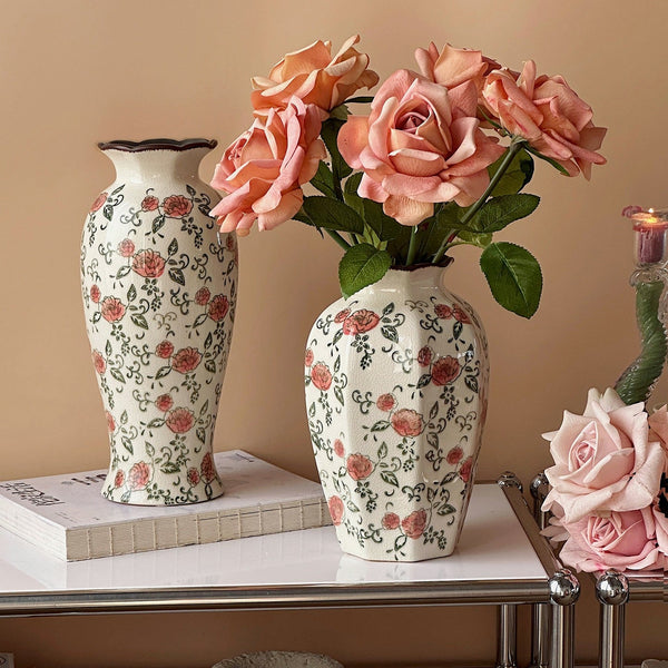 Ceramic Bouquet Vases, Tall Flower Vases on Table, Rustic Porcelain Flower Vases, Handmade Water Holding Flower Vases-Silvia Home Craft