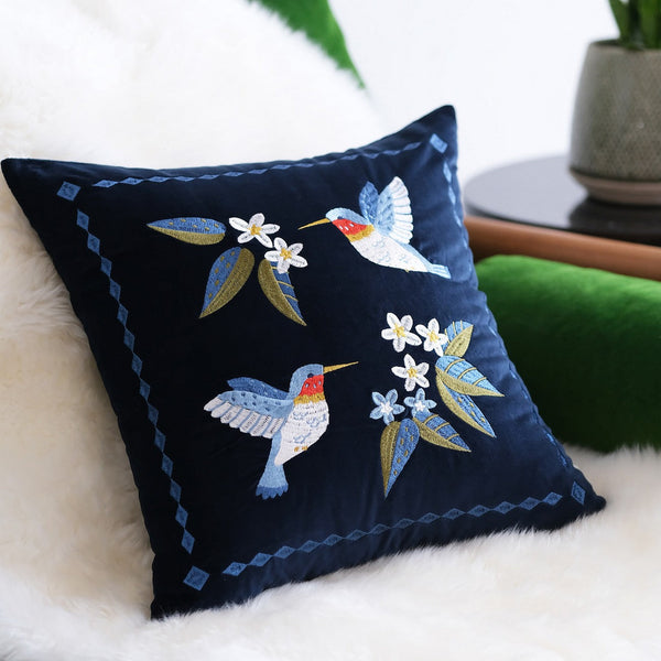 Decorative Pillow Arrangement Ideas for Couch, Vintage Decorative Pillows, Embroidered Birds Cushion, Decorative Pillows for Couch, Modern Throw Pillows for Bedroom-Silvia Home Craft