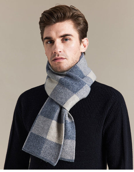 Plaid Scarf for Men, Business Wool Scarf for Gentleman, Men's Winter Scarf, Men's Wool Scarf Winter, Modern Fashion Scarf, Formal Men Scarf Styles, Pure Wool Scarf-Silvia Home Craft