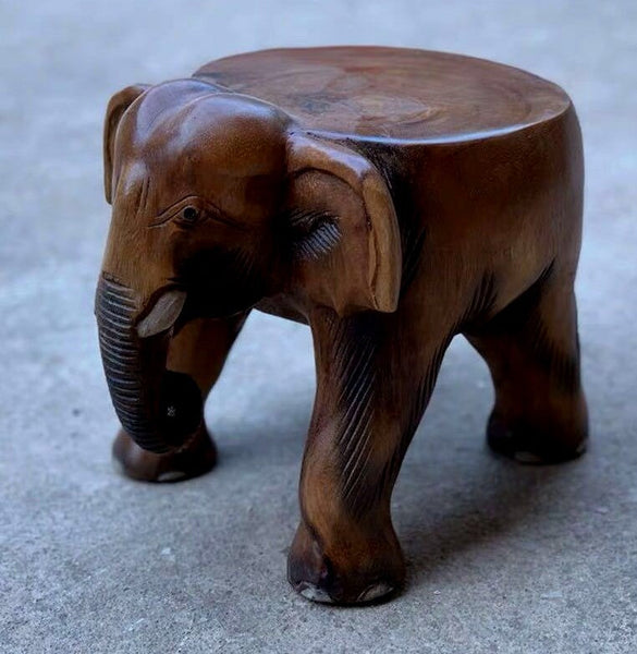 Elephant Wooden Stool, Elephant Sofa Stool, Dining Table Stool, Handmade Solid Wood low Stool, Creative Shoe-changing Stool-Silvia Home Craft