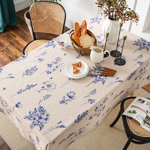 Dining Room Flower Table Cloths, Large Rectangular Table Covers for Kitchen, Farmhouse Table Cloth, Wedding Tablecloth, Square Tablecloth for Oval Table-Silvia Home Craft