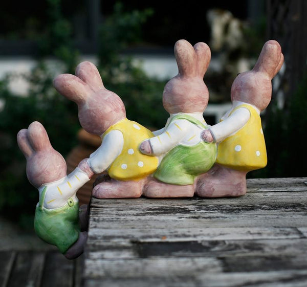 Lovely Rabbits Statues, Cute Rabbits in the Garden, Animal Resin Statue for Garden Ornament, Outdoor Decoration Ideas, Garden Ideas-Silvia Home Craft