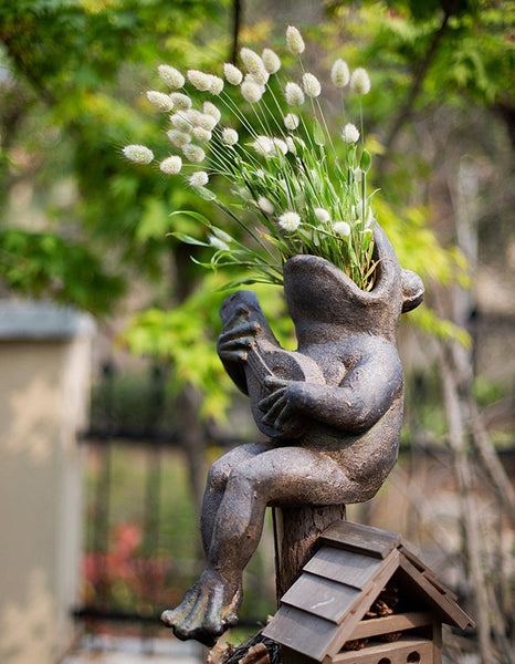 Garden Animal Statues, Unique Modern Garden Sculptures, Frog Flowerpot for Garden Decoration, Beautiful Cute Frog Statues, Creative Villa Outdoor Gardening Ideas-Silvia Home Craft