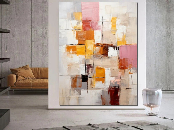 Modern Paintings for Dining Room, Hand Painted Canvas Art, Bedroom Wall Art Ideas, Simple Modern Art, Contemporary Modern Wall Art Paintings-Silvia Home Craft