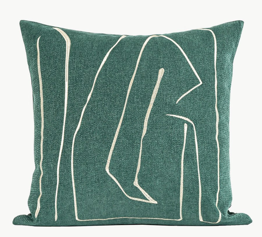 Abstract Green Decorative Throw Pillows, Geometric Square Modern Throw Pillows for Couch, Large Contemporary Throw Pillow for Interior Design-Silvia Home Craft